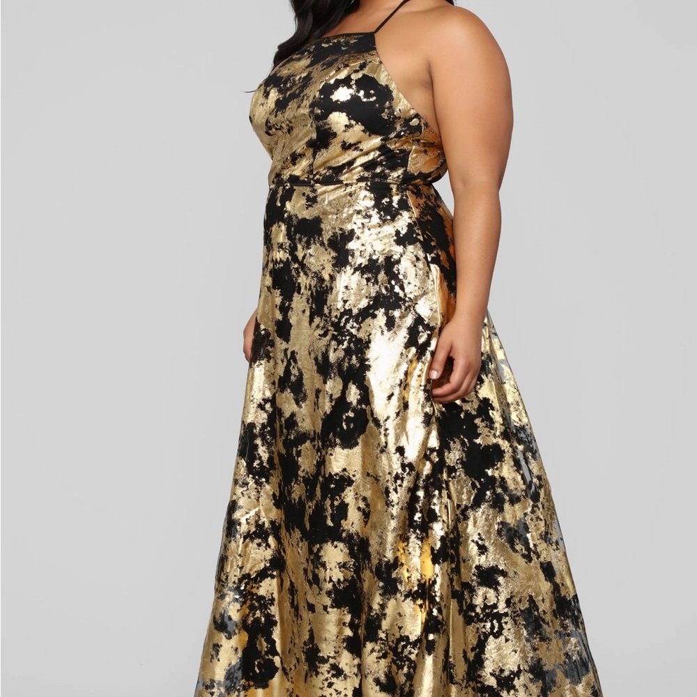 Take Me Higher Black and Gold Fashion Nova Gown